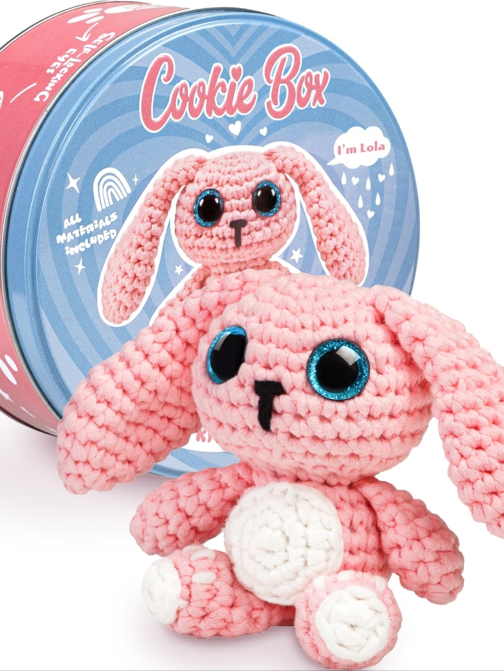 Cookie Box Lola The PINK Rabbit Crochet  Kit.